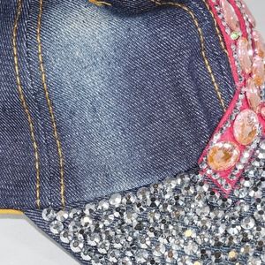New Baseball cap all blinged out Breast cancer